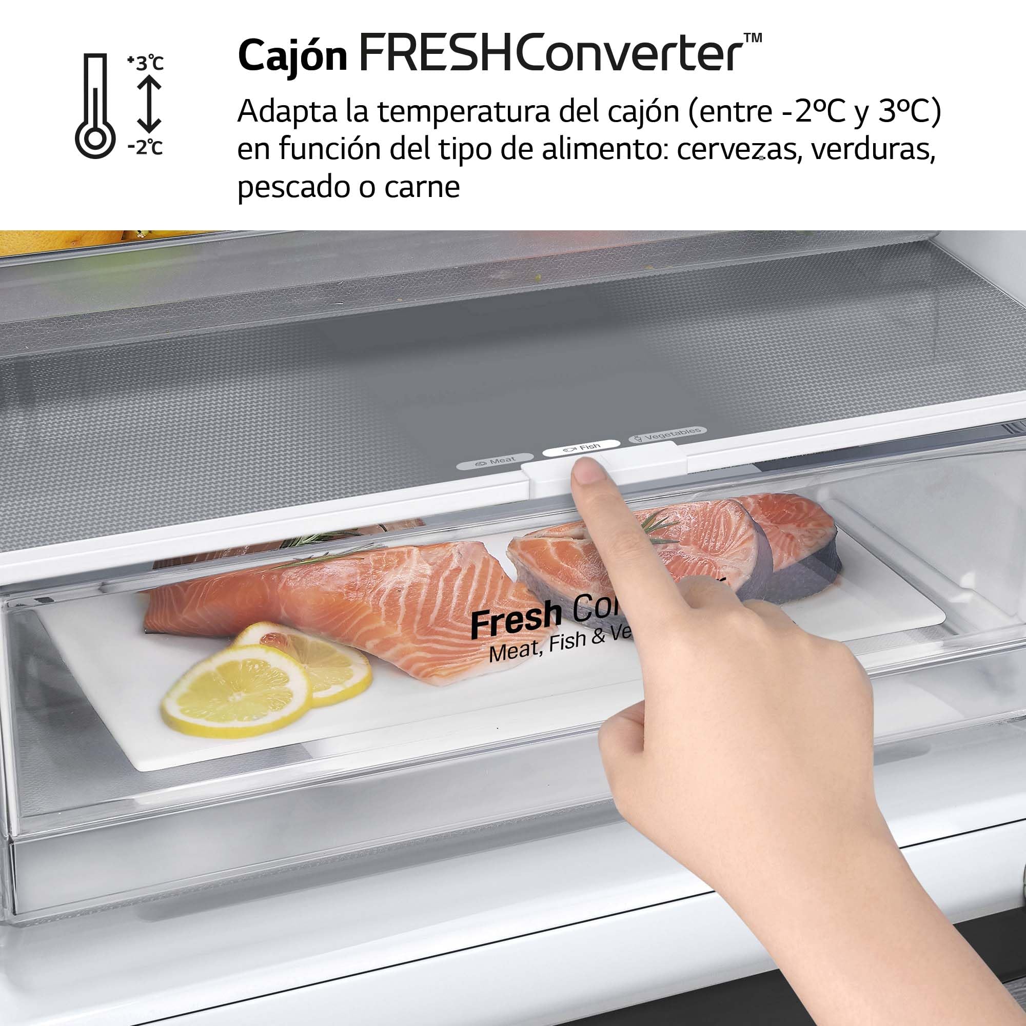 LG GBP61DSXGC - Frigorífico Combi No Frost, Congelador, Compresor Smart Inverter, Color Inox Antihuellas, 186 cm, 341 l