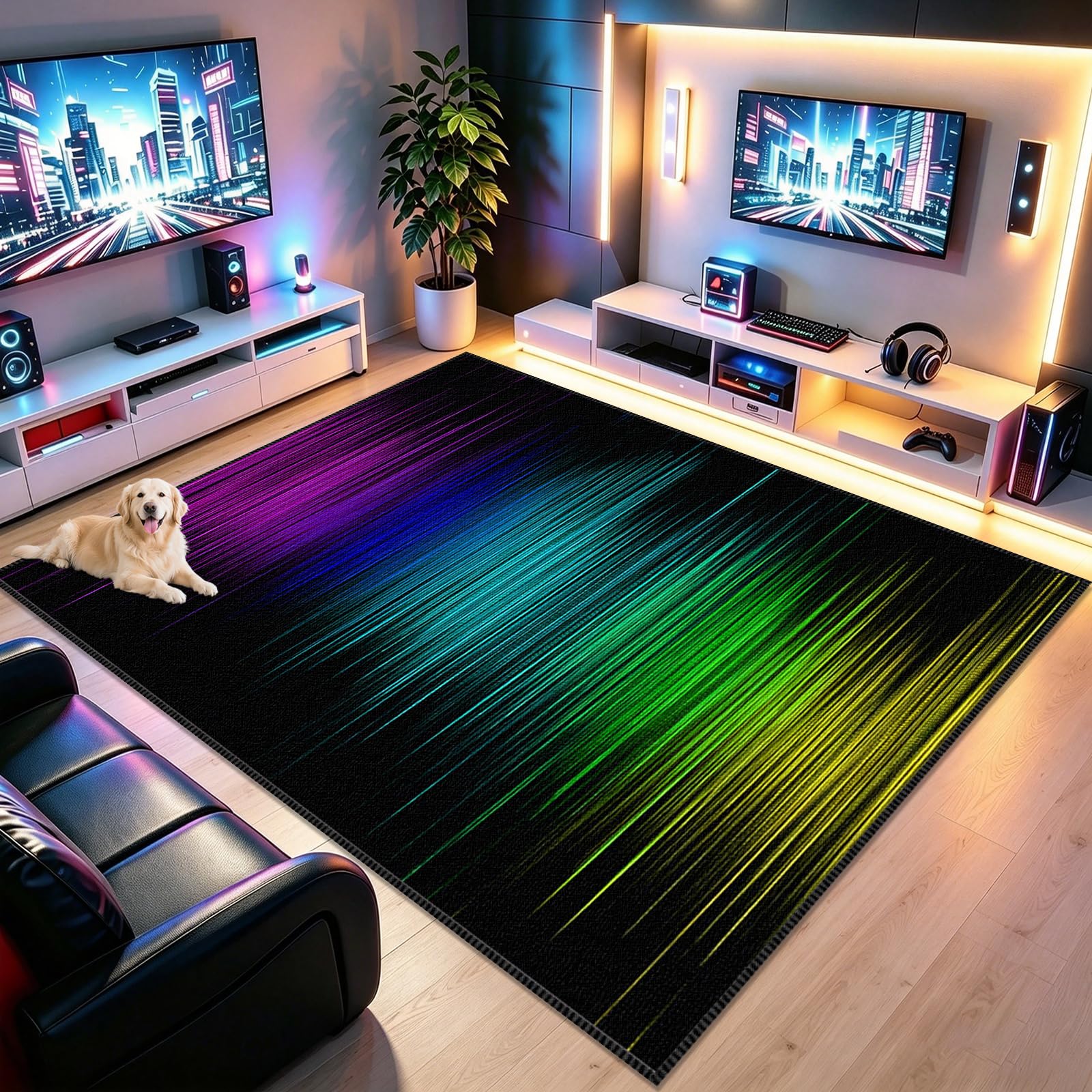 Voxirum Gaming Rug for Boys Bedroom, Boys Rug with 3D Printed Game, Gaming Area Rugs for Living Room Playroom, Machine Washable Non-Slip Carpet Decor, Floor Protector Game Chair Rugs 40 x 60cm