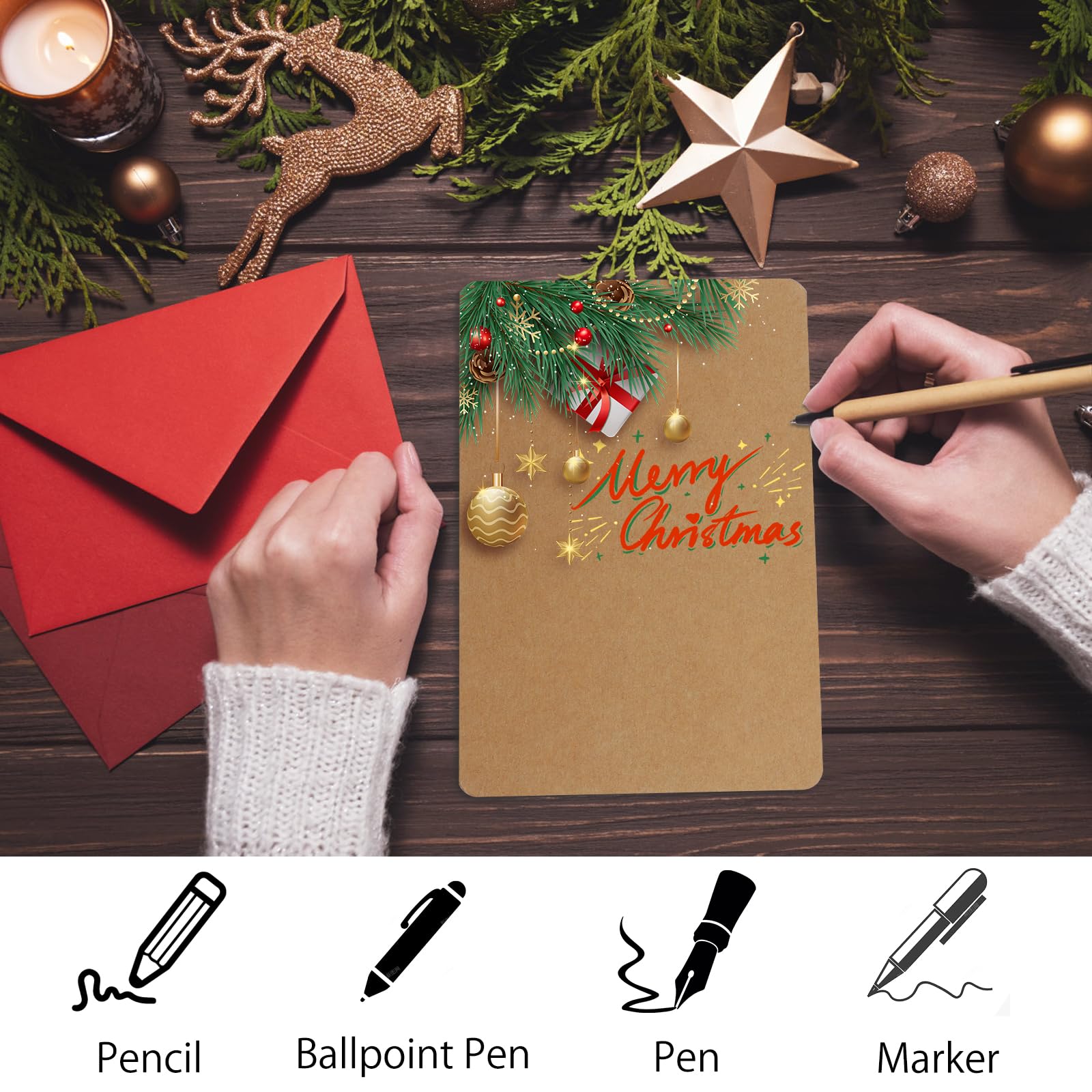 VOSSOT 100 sztuk kartek A6 z papieru typu kraft, 14,8 x 10,5 cm, 300 g/m², puste kartki pocztowe, puste kartki, karton typu kraft do drukowania, kartki pocztowe do drukowania, zaproszeń, kartek