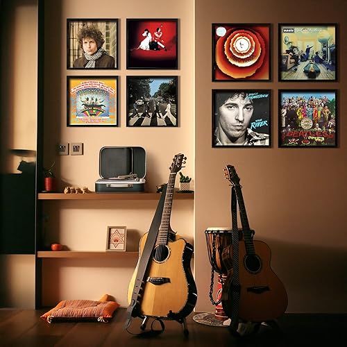 Miniatura 8 de ONE WALL Marco de disco de vinilo de 12 x 12 pulgadas para álbum de reproducción y exhibición, marco de madera maciza con apertura frontal,