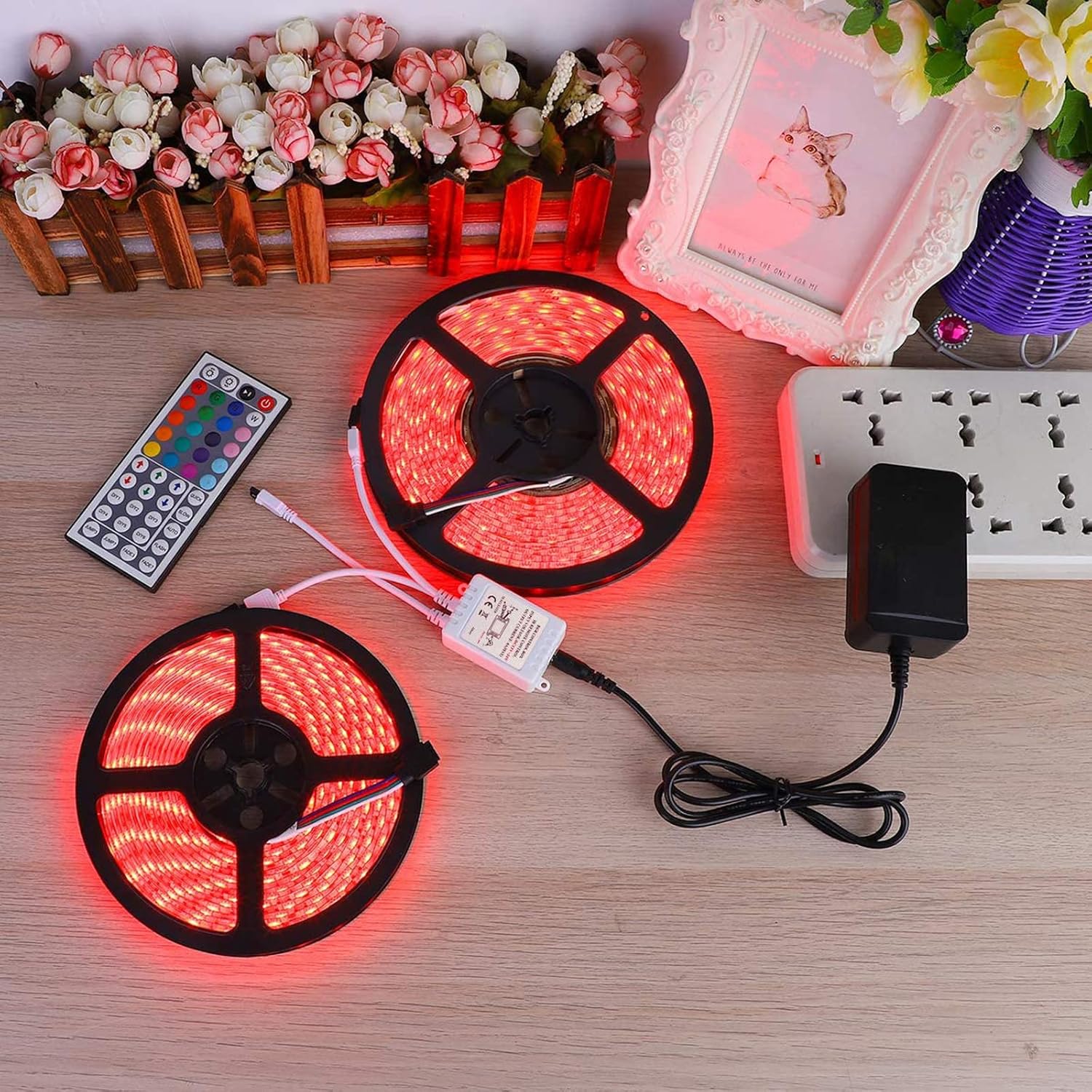 SUPERNIGHT RGB Light Strip Remote Controller, 2-in-1 4 Pin Dimming Dimmer Brightness Flash Mode Control Options for LED Tape Light,12V DC LEDs Rope Lighting (2 Ports)