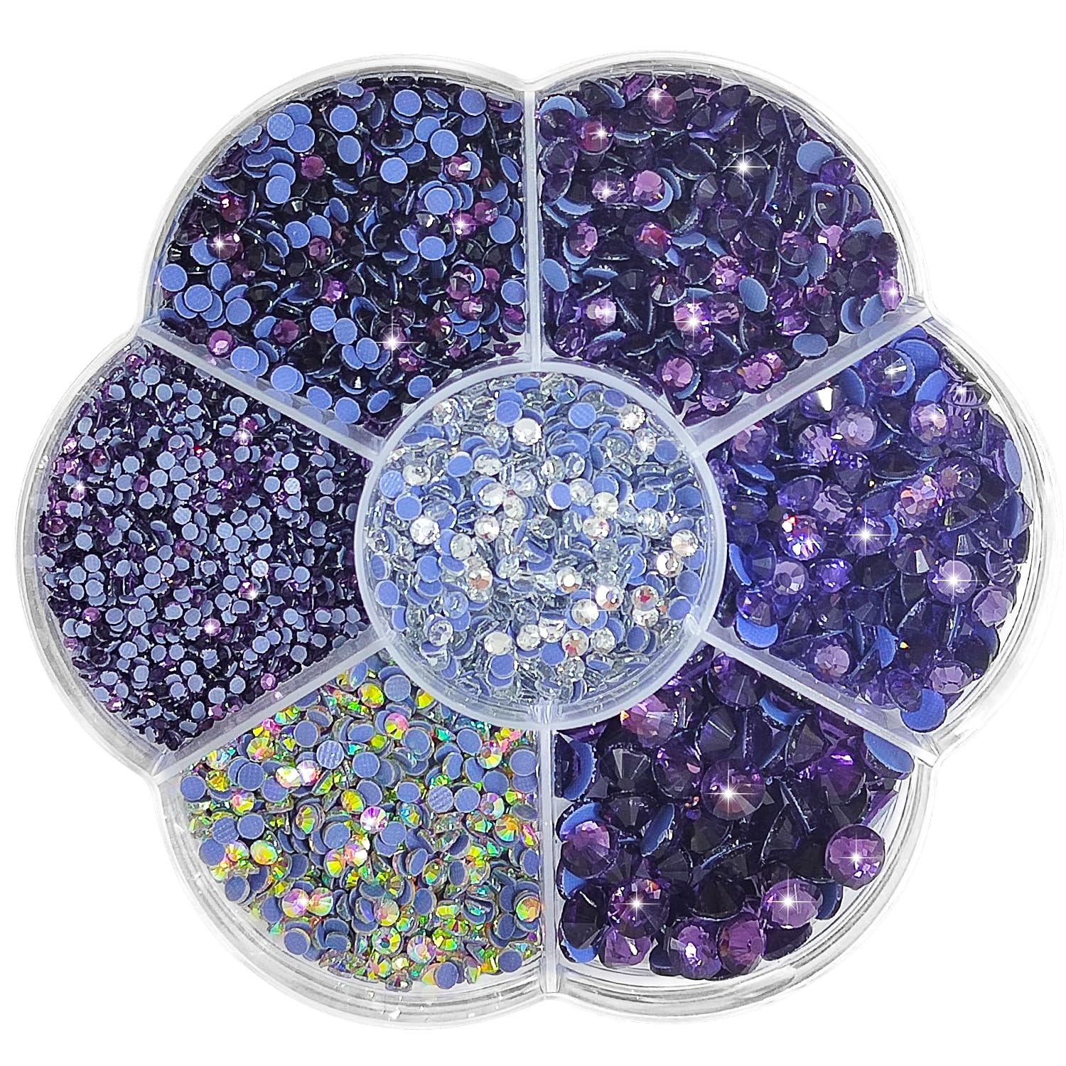 Liliume 5000pcs Hotfix Rhineston 6 Sizes 2mm 3mm 4mm 4.8mm Rhinestones for Craft Shoes and DIY Crafts(Purple)