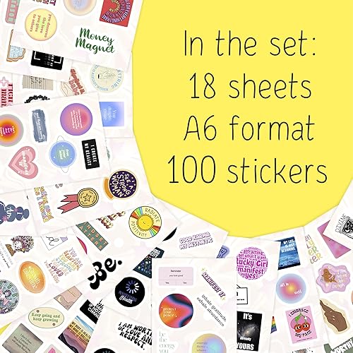 Miniatura 2 de BulbaCraft 100 calcomanías de manifestación para botella de agua y laptop, recuerdos y decoraciones de fiesta de manifestación, calcomanías de