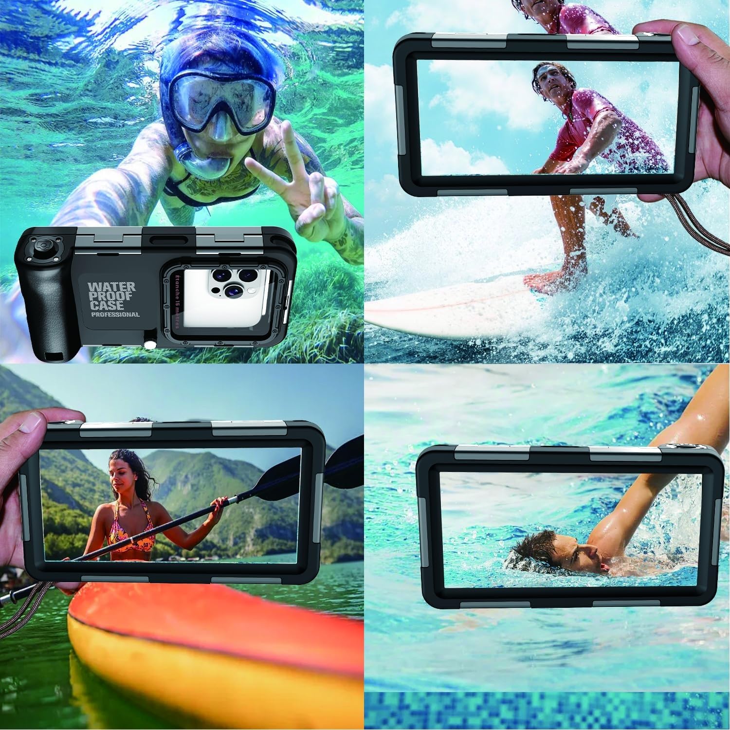 Coque de Téléphone de Plongée Professionnelle Pochette Étanche Smartphone IPX8 Pochette Téléphone Étanche Housse Étui de Protection pour iPhone 17 Air 16 17 Pro 16 17 Pro max 15 Pro 13 14 15 Pro Max