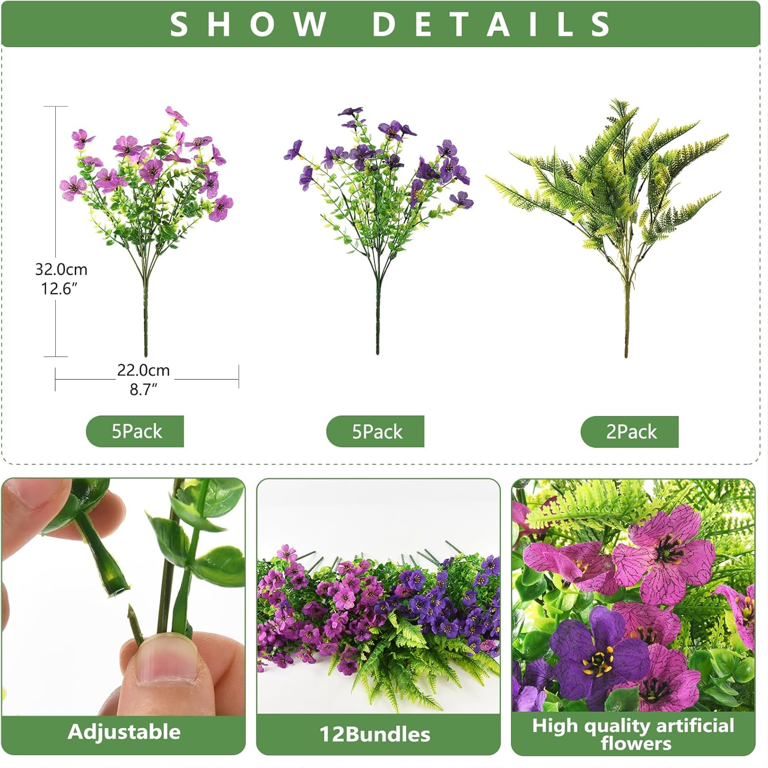 INQCMY Artificial Flowers for Outdoors Faux Plants Fake Flowers Spring Summer Decoration,12 Bundles Faux Silk Colorful Daisy Realistic UV Resistant for Outside Home Planter Window Porch Patio Yard - Image 2