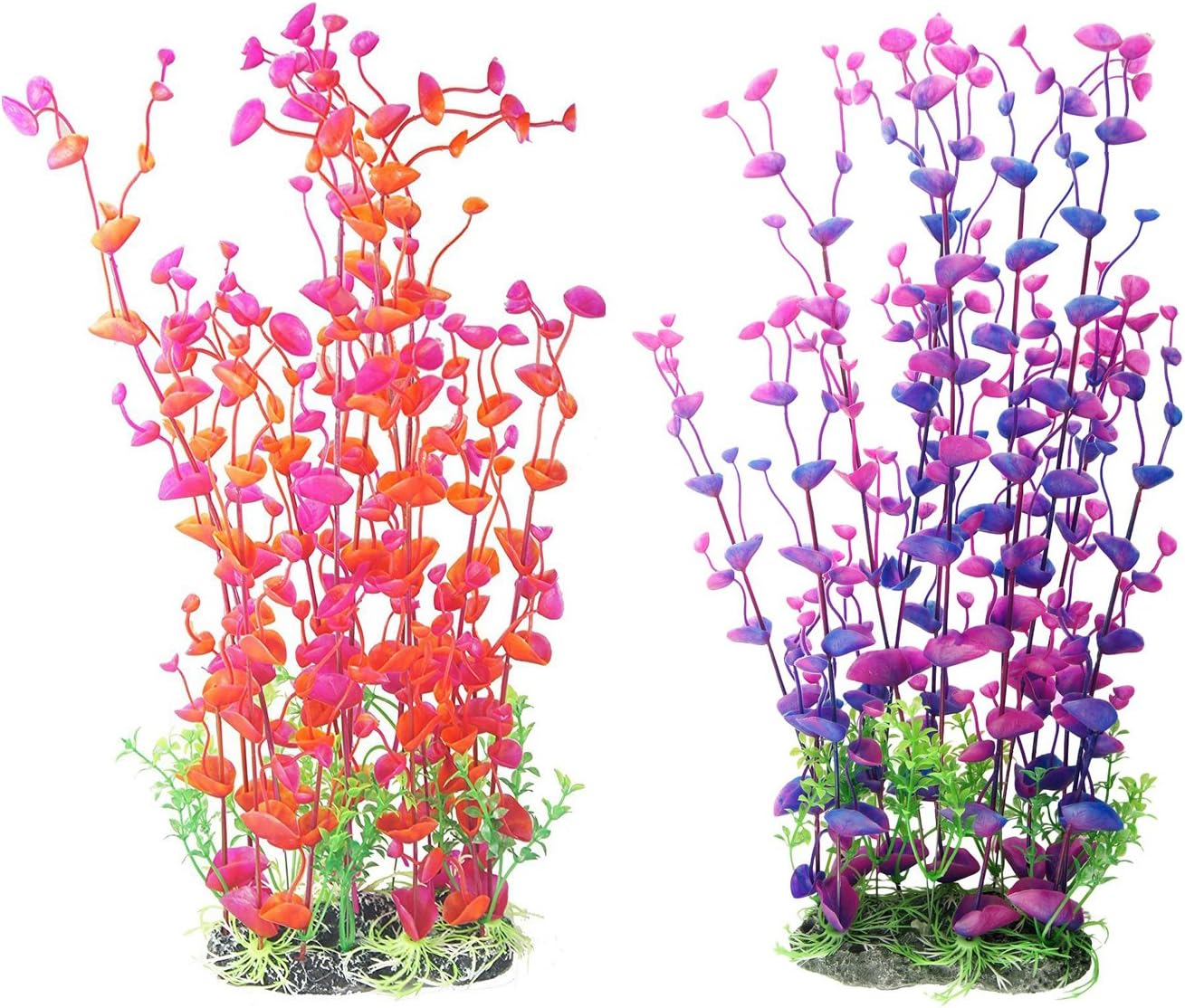 CNZ 2-Pack Aquarium Decor Fish Tank Decoration Ornament Artificial Plastic Red/Purple 16-inch Tall