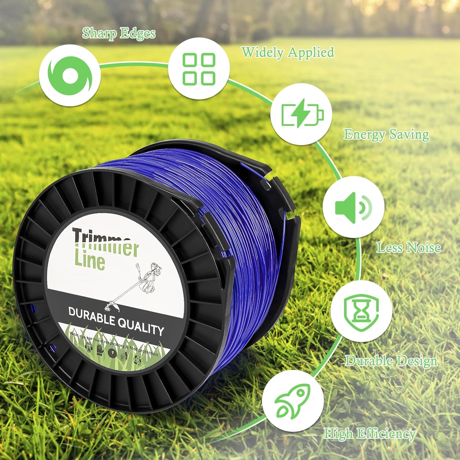 0.065-Inch-by-3000-ft Round Weed Trimmer Line Compatible with Ryo bii and Wor x Grass Trimmer Edger Replacement String for Weed Wacker Spools, Blue