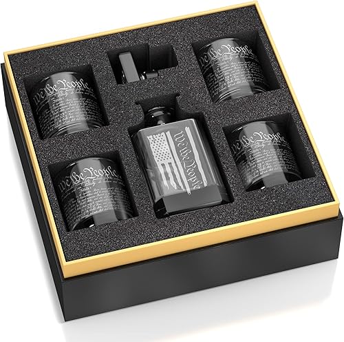 Miniatura 2 de We The People - Juego de 5 decantadores patrióticos de la bandera estadounidense para whisky, juego de 5 piezas, caja de regalo premium, propiedad y