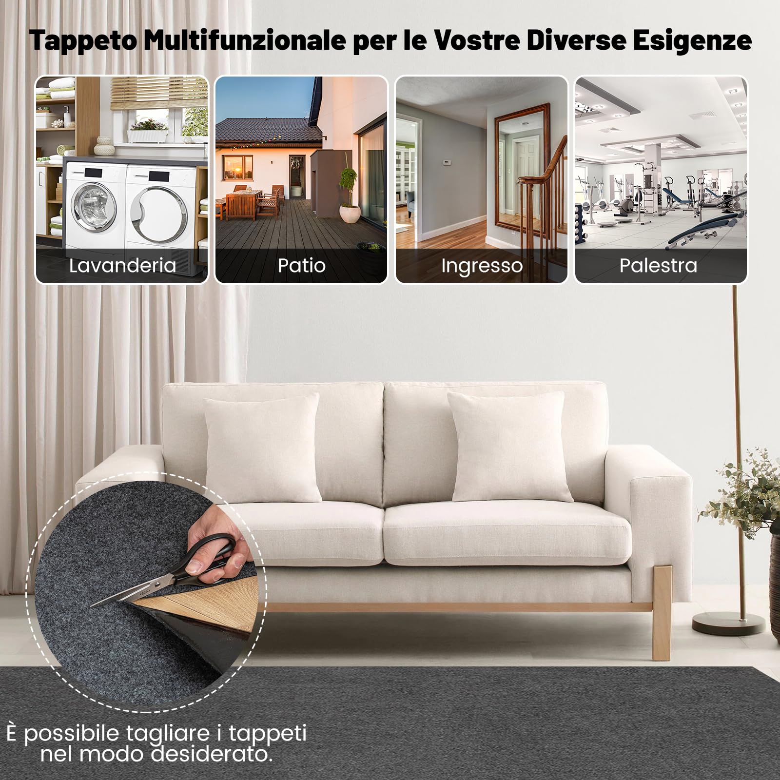 GYMAX Tappetino per Garage Auto Grande 252,5 x 221 cm, Stuoia Assorbente per Acqua Olio, Lavabile e Riutilizzabile, Tappeto Antiscivolo per Ginnastica Negozio Patio Ingresso, Include Nastro Biadesivo