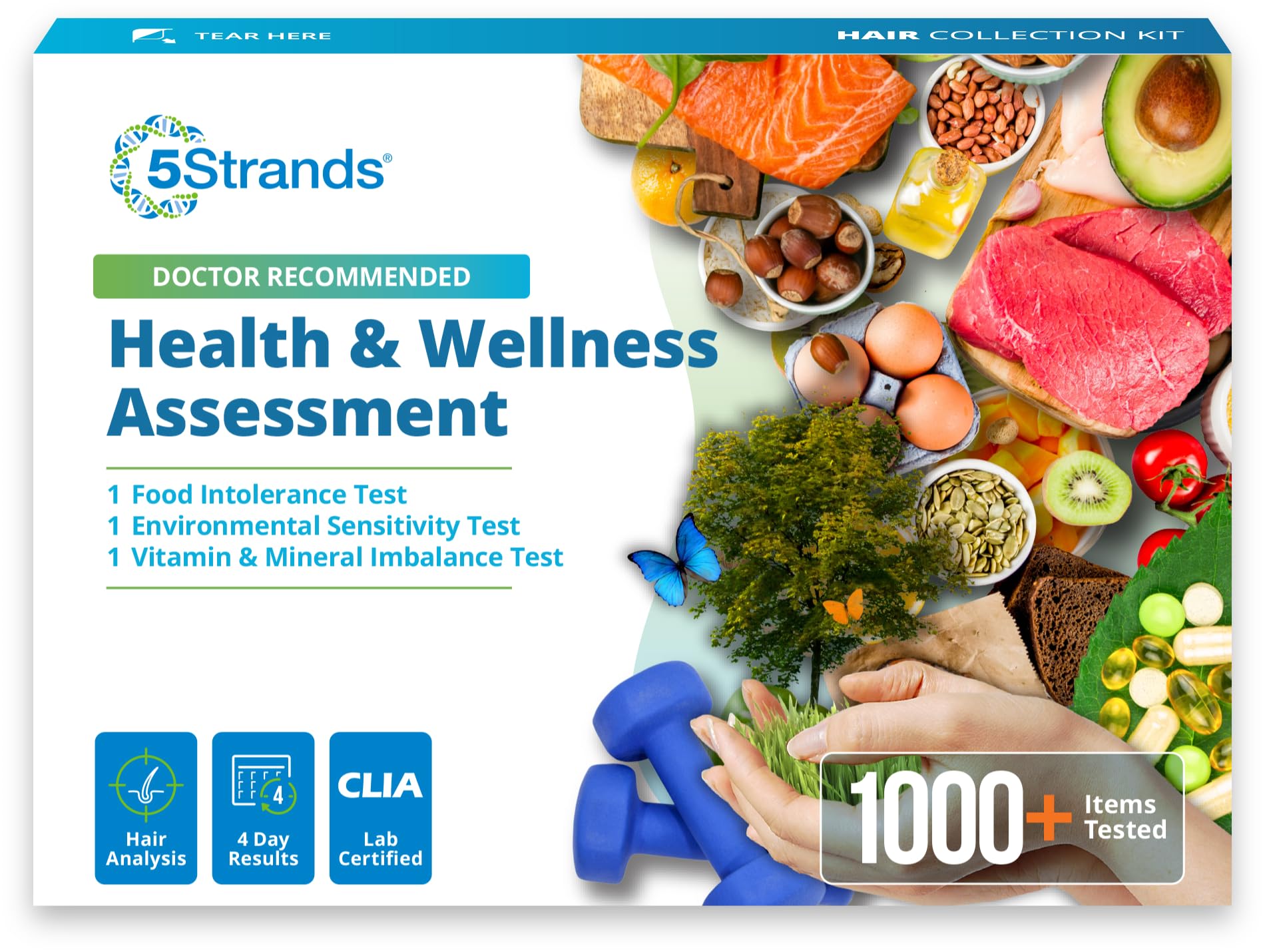 5Strands Food Intolerance, Environmental Sensitivity & Nutritional Imbalance Test, 1052 Items Tested, Gut Health & Nutrition Absorption Testing for Adults & Kids, Results in 4 Days