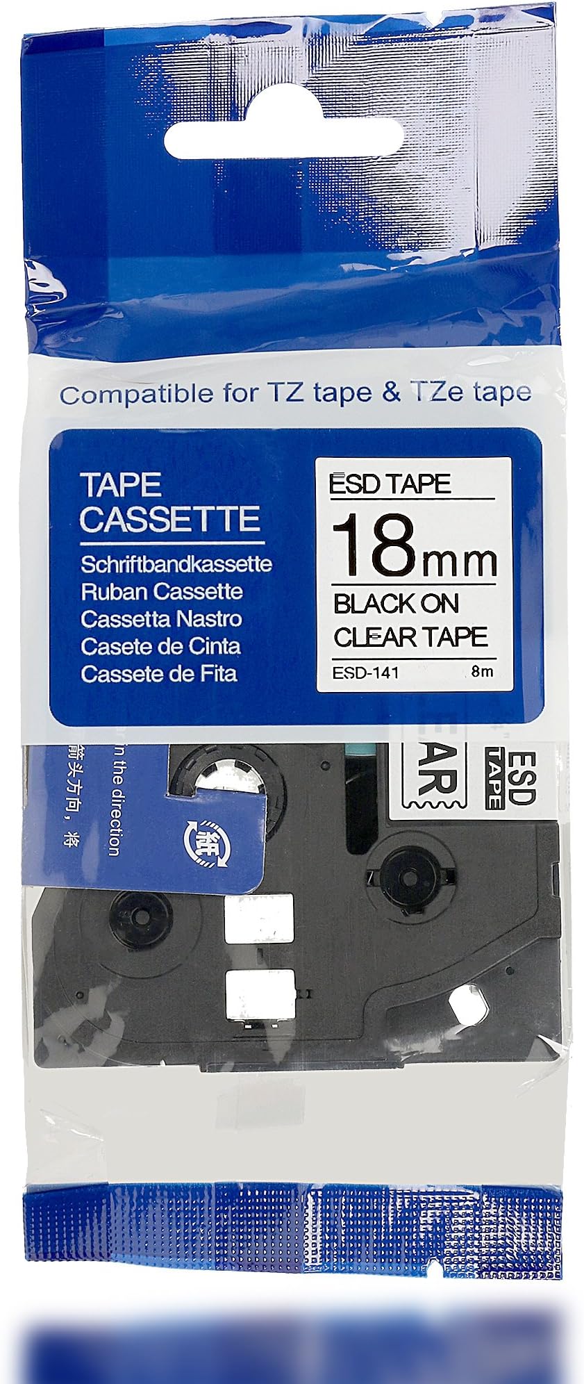 ITECXPRESS24 – 3x Original Eseller ESD Label/Tape | Tape Cassette/Tape for TZ 141 | TZ141 (TZ 141 Brother P-Touch Printer Label Printers Including Pt 3600 9600 2430 PC 2730 VP 9700 9800 PCN D400 VP D450 VP D600 VP E300 E500 VP VP E550 WVP H300 H500 Li P700 P750 TDI P750 W Professional Pt 2430PC USB PTD450VP PTE500VPG Model 18 mm x 8 m – Black on Transparent – 100% compatible with 141 Pt Labeller