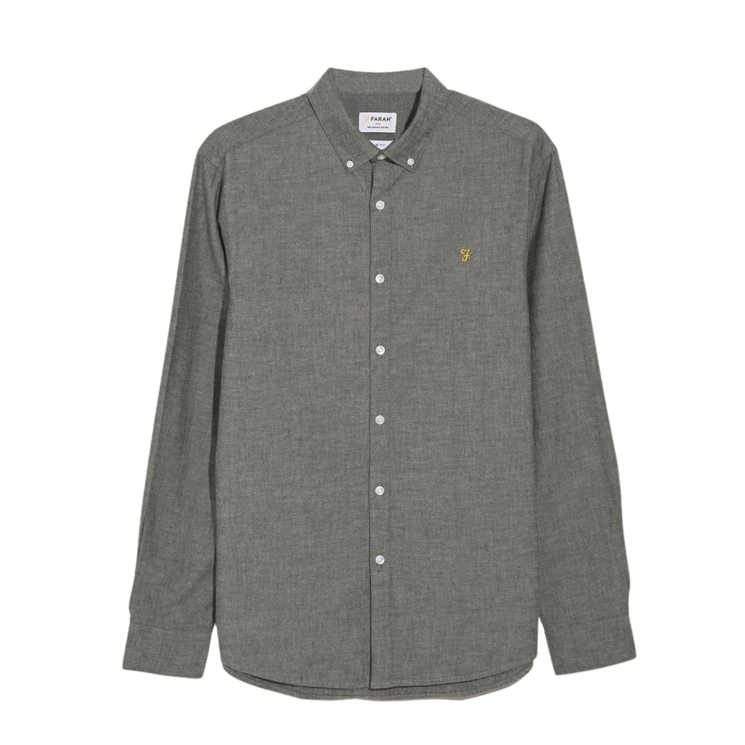 Farah Men's Steen Casual Long Sleeve, XL, Mild Grey Marl