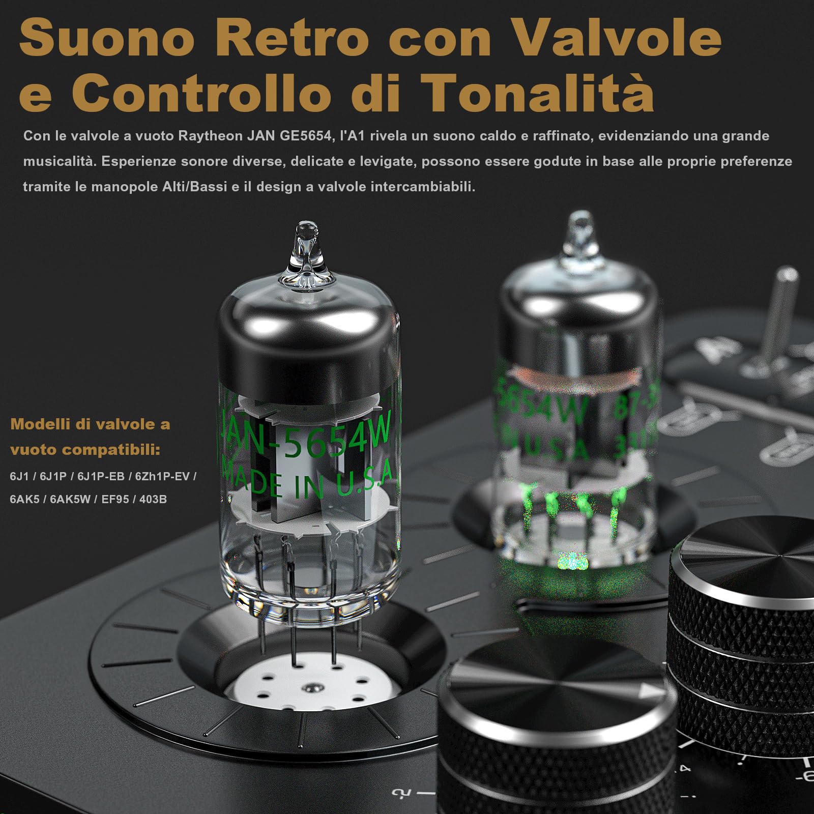 A1 Preamplificatore per Tubi Phono: Preamplificatore Audio Hi-Fi, Amplificatore per Cuffie, Giradischi MM
