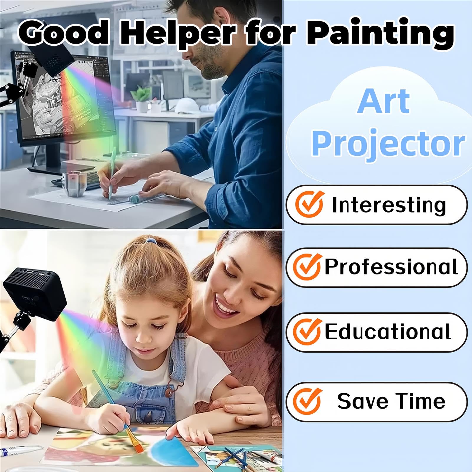 Proiettore per Disegno, Proiettore Artistico per Ricalco, Strumento per Ricalcare E Disegnare, Proiettore per Schizzi Smart Sketcher, per Principianti E Adulti