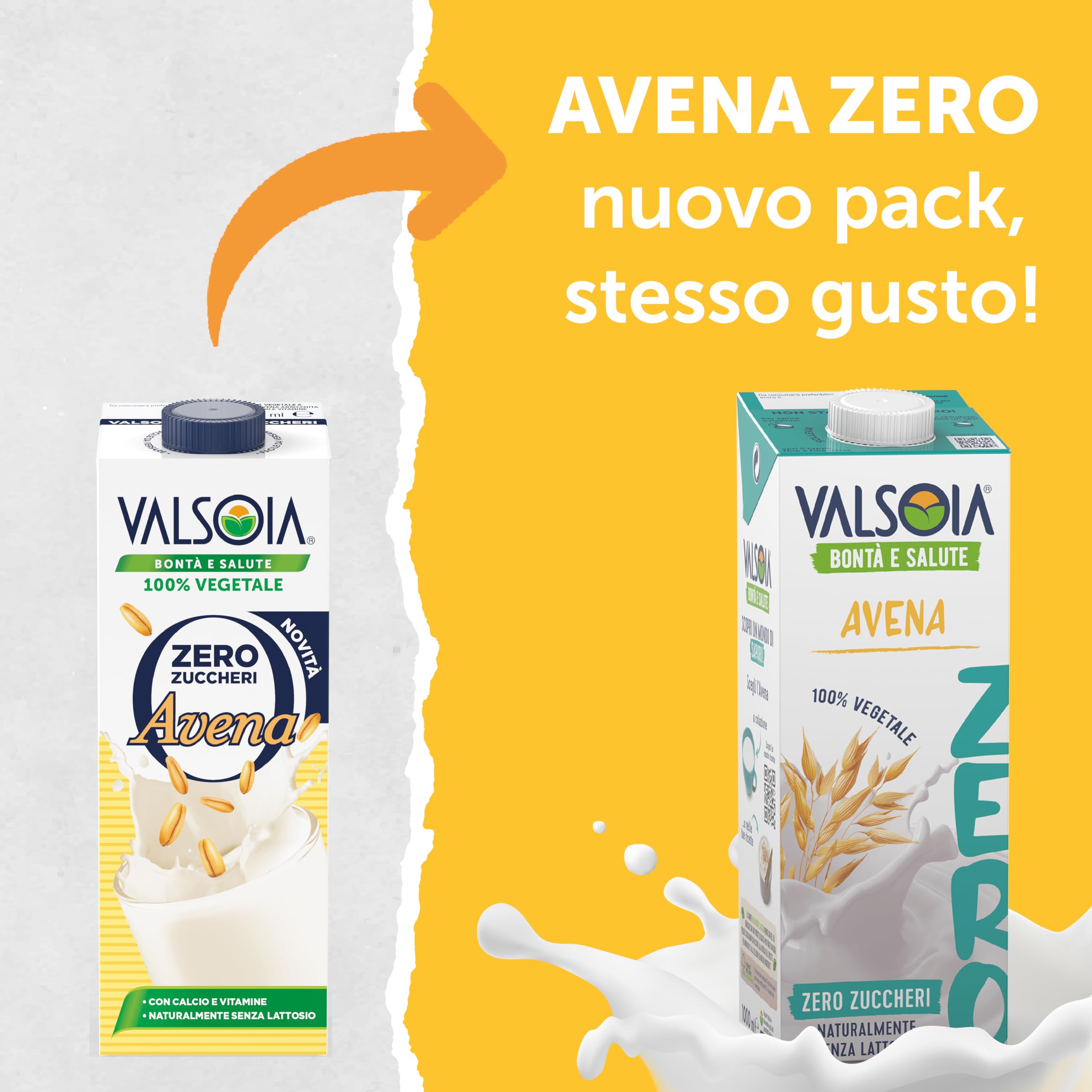 Valsoia - Bevanda Avena Zero Zuccheri, Box da 10 Tetra Brik da 1000 ml, 100% Vegetale, Senza Lattosio, con Calcio e Vitamine, Ideale anche per Vegani e Vegetariani, può Contenere Tracce di Glutine