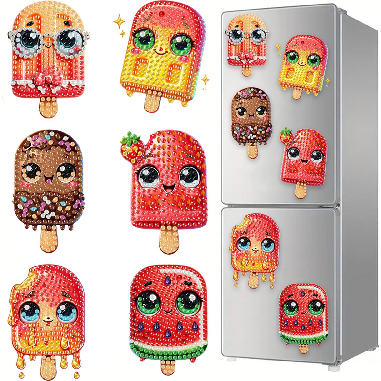 AXNSATRE Magnetic Diamond Art - Diamond Painting Magnets Kits Adult DIY Art Fridge Magnet Refrigerator Sticker for Beginners Gifts Home Decors (6pcs Popsicle Fridge Stickers) — image 1