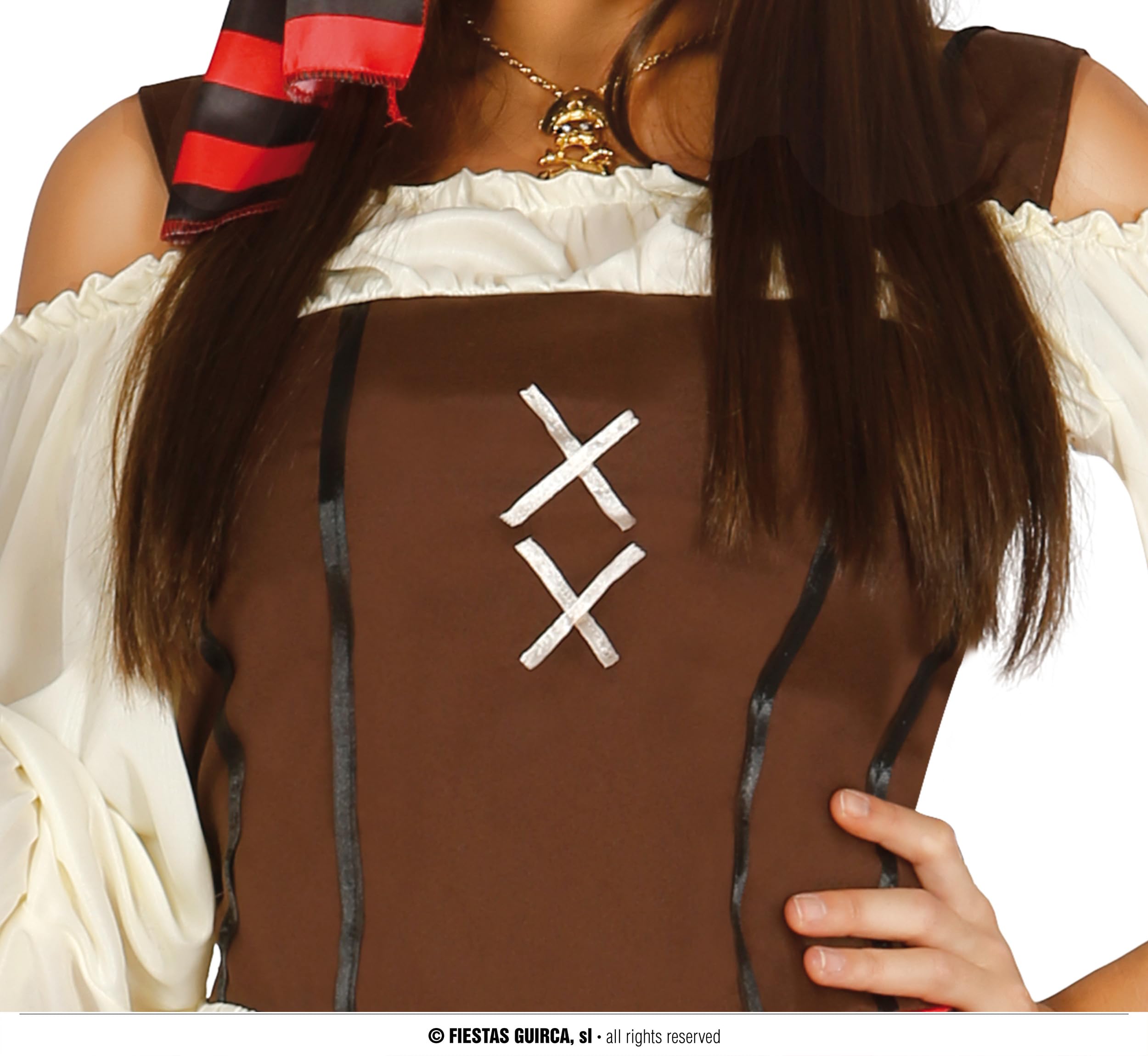 FIESTAS GUIRCA | Costume Pirata Sette Mari - Camicia, Gilet, Cappello, Cintura, Copristivali e Pantaloni per Adulti e Teen