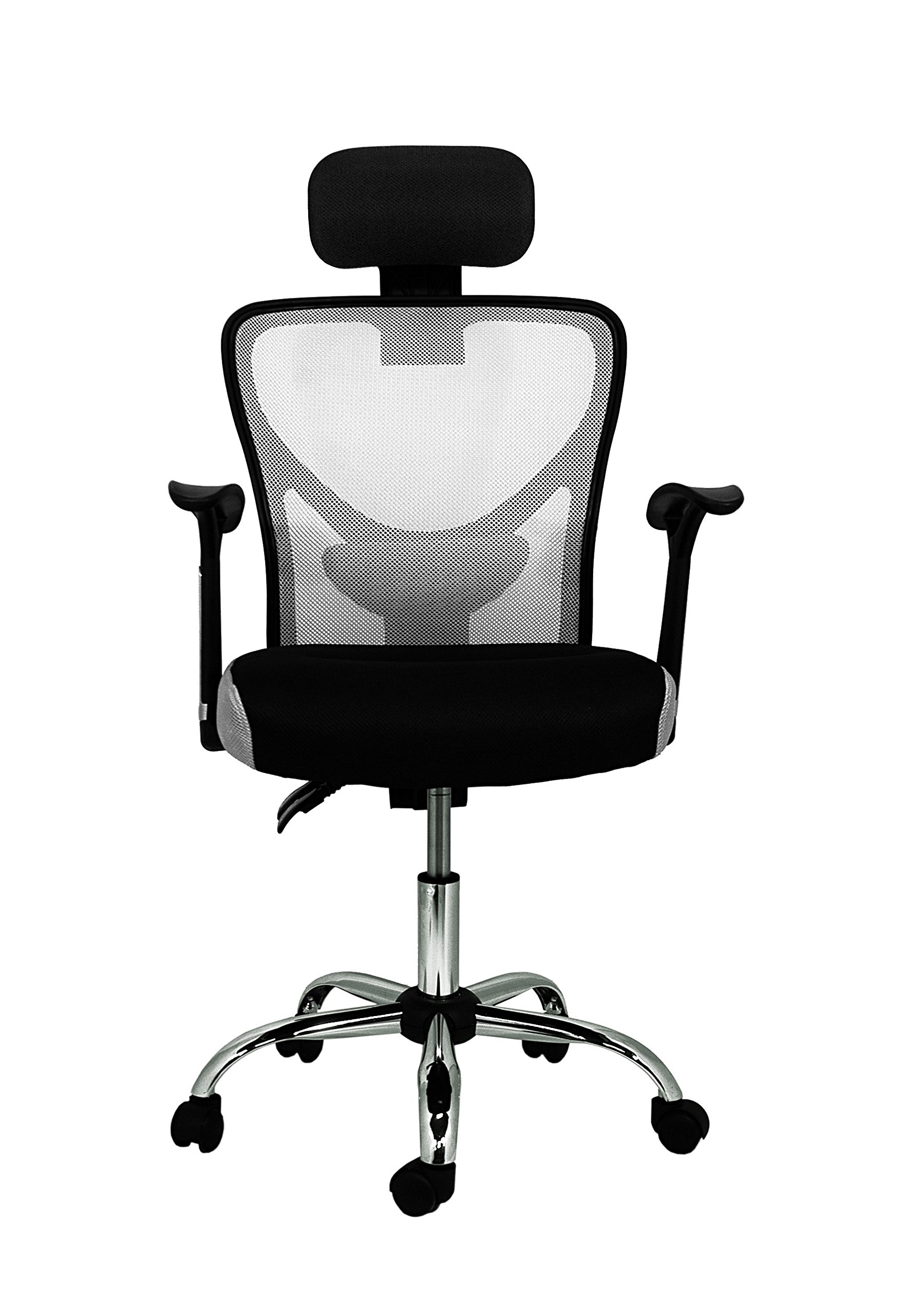 La sedia spagnola Ronda Sedia da ufficio con poggiatesta 66x62x125 cm grigio e nero
