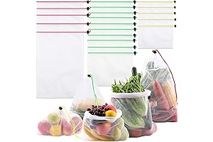 Reusable Vegetable Storage Bags for Refrigerator, 3-Size Pack