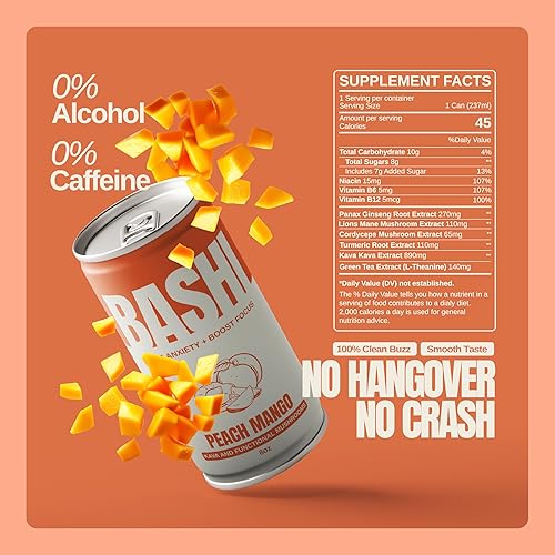 Miniatura 2 de Bashi - Kava Drink Experience - Relajación natural y alivio del estrés - Extracto de kava a base de plantas - Sin alcohol, sin cafeína - Mango de