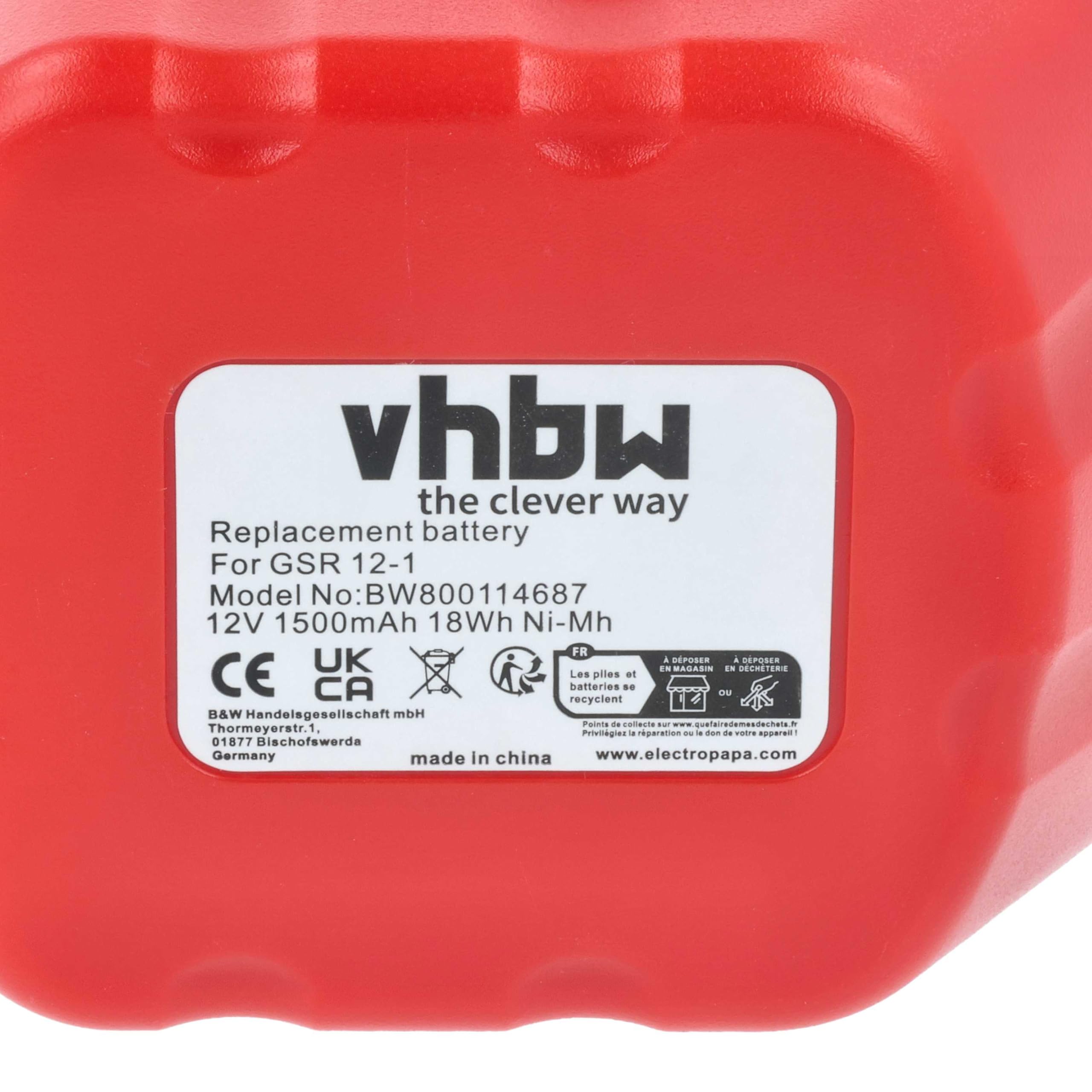 vhbw 2X Batterie Compatible avec Bosch GSR 12-1