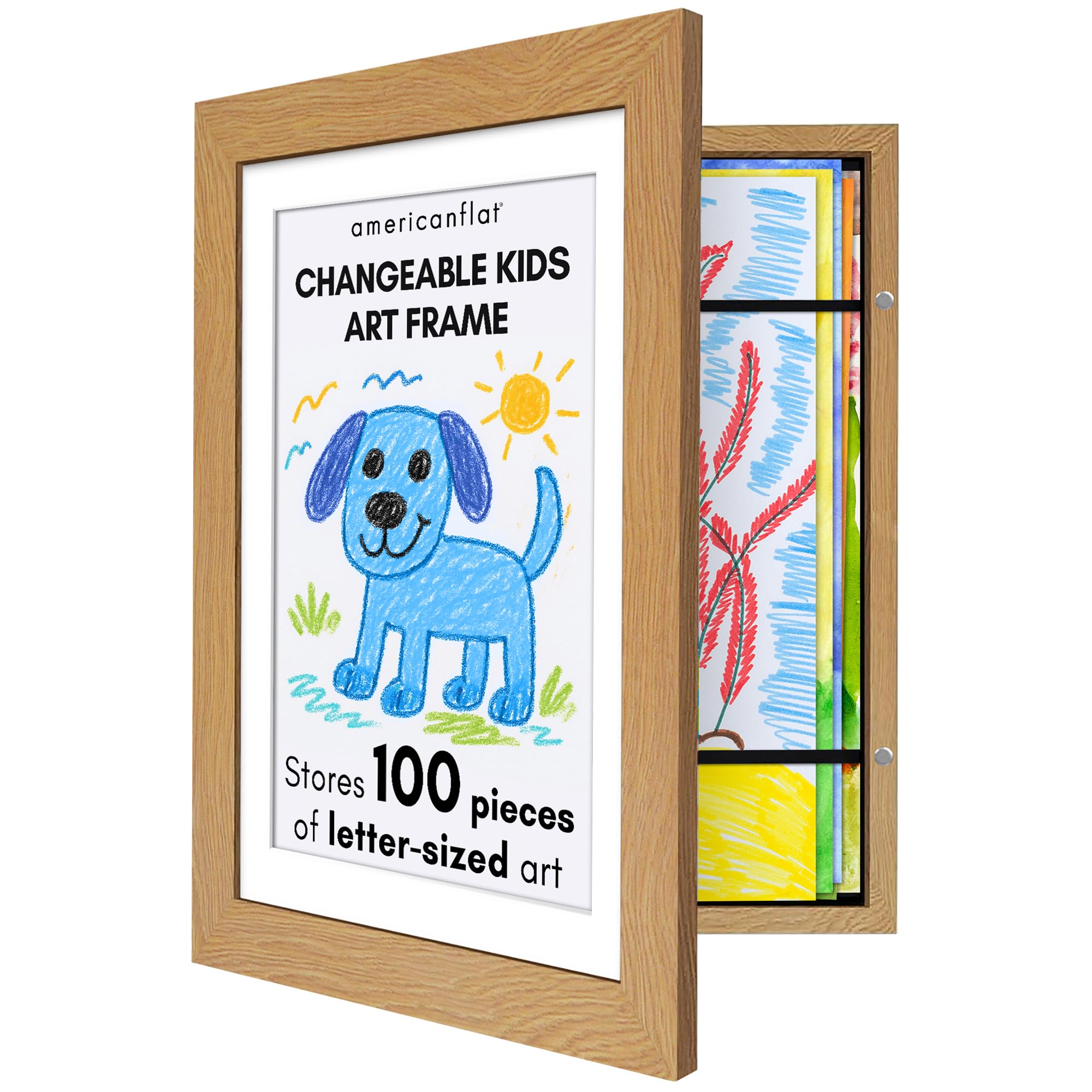 Americanflat 8.5x11 Changeable Kids Art Frame - Dark Oak