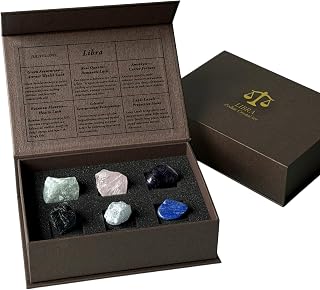 Libra Zodiac Energy Set-6 Harmonizing Crystals for Balance Love & Intuition Gift for Women & Zodiac Lovers Green Aventurine Rose Quartz +4 More in Luxury Box
