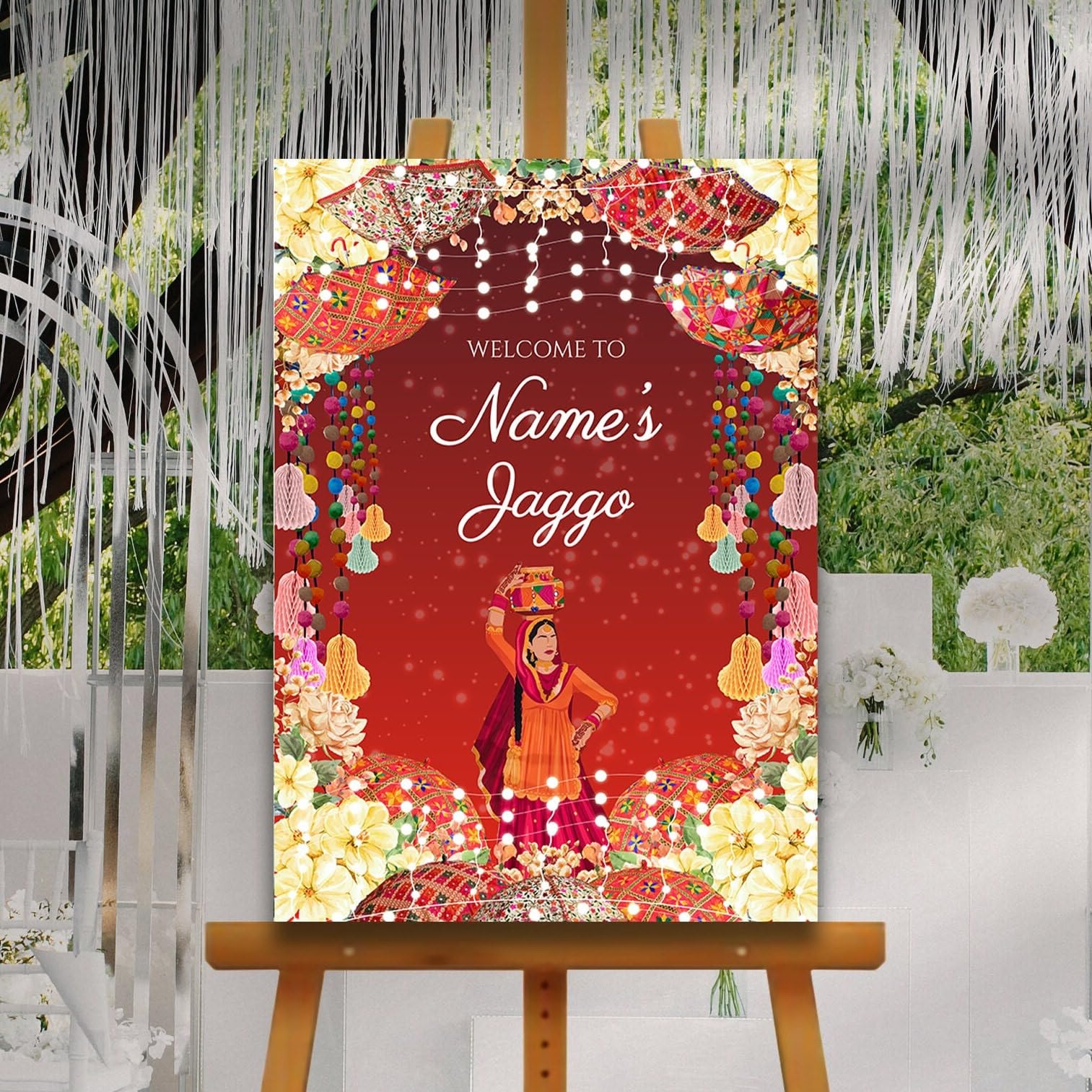 JAGGO Welcome Signs Jago Signs Bollywood Desi Decor Mehndi Sign Bollywood Decor Sign Haldi Sign Mehendi Welcome Punjabi Indian Design Sign