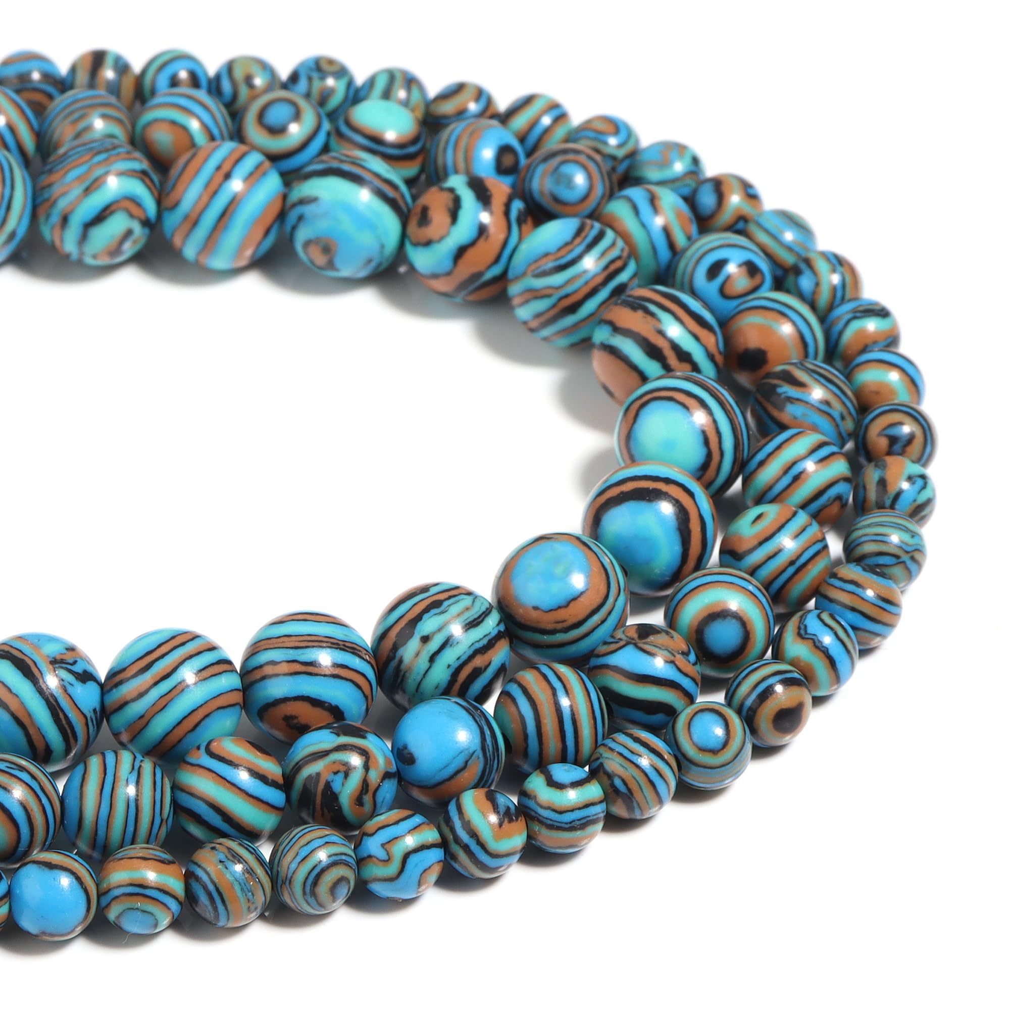 Natural Stone Beads Blue Malachite 8 mm Polished Round Smooth Gemstone Beads for Jewellery Making 15 Inches — image 1
