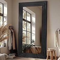 Vista 13 de Espejo de longitud completa, espejo de madera de 71 x 32 pulgadas, espejo de piso de madera con soporte, espejos de pie de gran tamaño, espejos