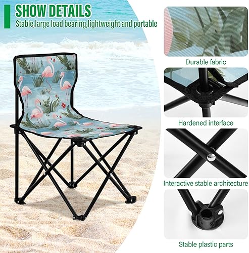 Miniatura 5 de Sillas de camping plegables al aire libre flamenco rosa para adultos silla de camping portátil silla de césped ligera 202a5010