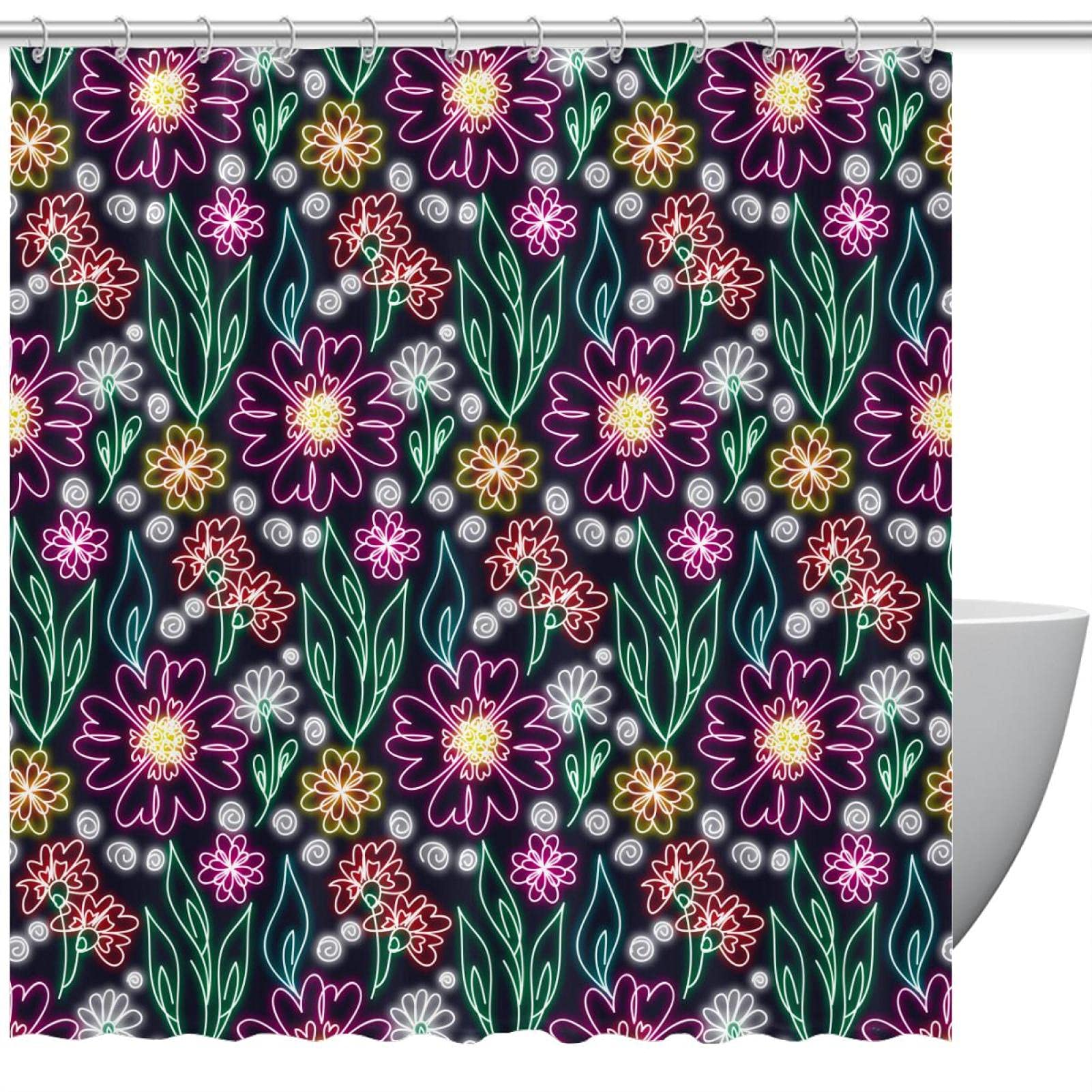 Rideau de douche floral 152x183 cm pour dynamiser la décoration de votre bain