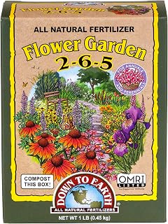 Down To Earth All Natural Fertilizers Organic Flower Garden - Plant Food for Blooming Annuals, Perennials and Flowering Shrubs 2-6-5, 1 lb