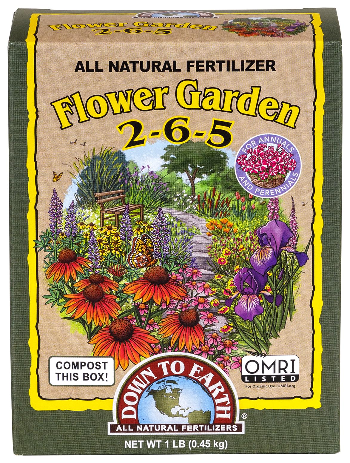 Down To Earth All Natural Fertilizers Organic Flower Garden 2-6-5, 5 lb Box