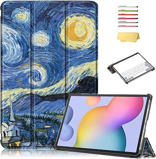 Case for Samsung Galaxy Tab S8 Plus 12.4" 2022/S7 FE 2021/S7 Plus 2020 (SM-X800/X806/T730/T733/T736/T738/T970/T975/T976) Lightweight Tri-Fold Stand Thin Cover Auto Wake/Sleep, Starry Night