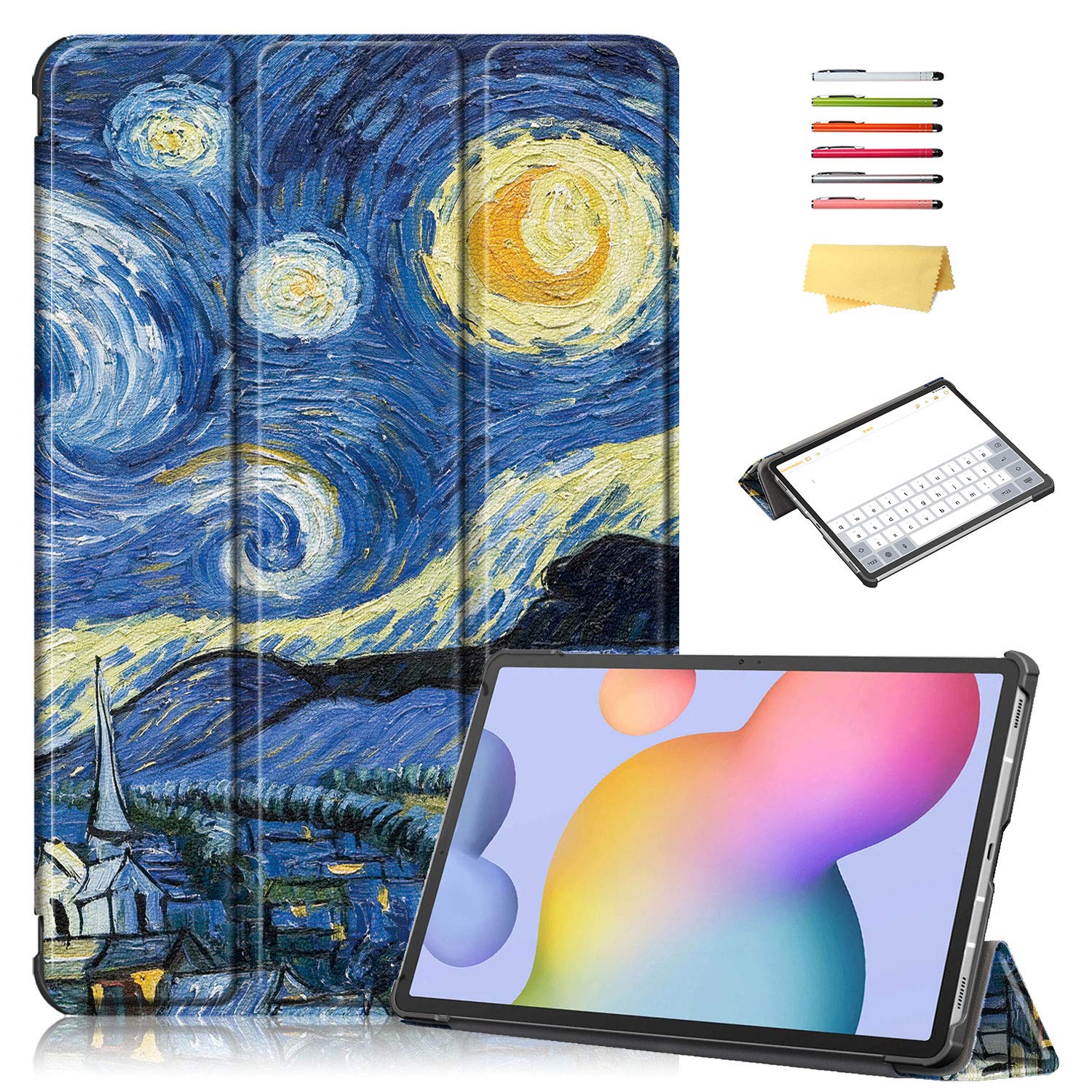 UUcovers Case for Samsung Galaxy Tab S7 FE 12.4" 2021 (SM-T730/T736) & Tab S7 Plus/S7+ 12.4" 2020 (T970/T975) Smart PU Leather Trifold Stand Hard Folio Cover [Auto Sleep/Wake] Van Gogh, Starry Night (B09B75HMZ6) Amazon Price History, Amazon Price Tracker