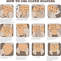 Vista 5 de Mama Koala 3.0 Baby Cloth Diapers with 6 Inserts Bundle, with 2 Pack Waterproof Wet Dry Bags