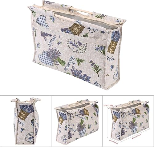 Miniatura 8 de GOTOTOP Bolsa organizadora de hilo para tejer, bolsa de almacenamiento para agujas de tejer, bolsa de almacenamiento de tela tejida con mango de