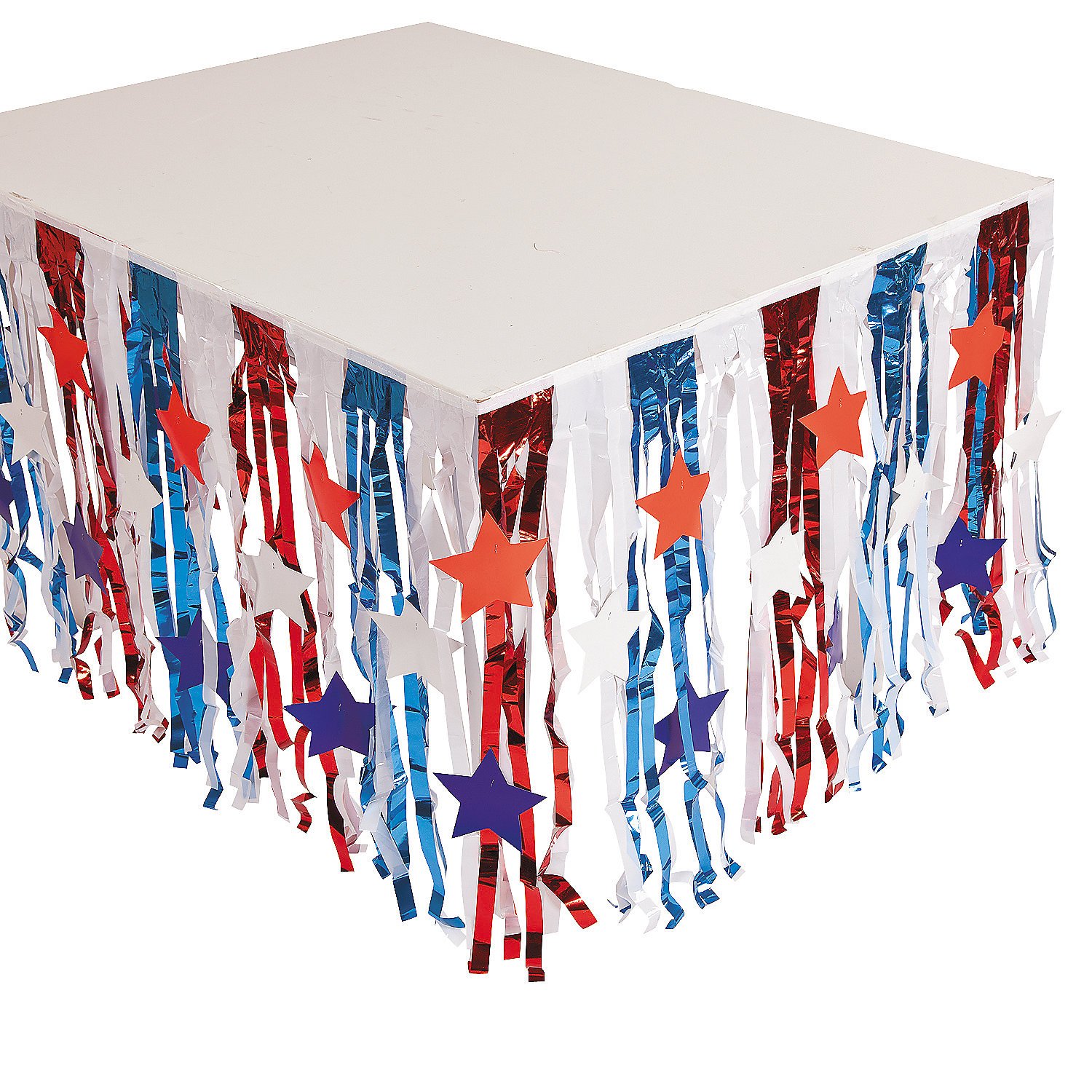 Fun Express - Patriotic Foil Tableskirt W/star Cutout for Fourth of July - Party Supplies - Table Covers - Table Skirts - Fourth of July - 1 Piece