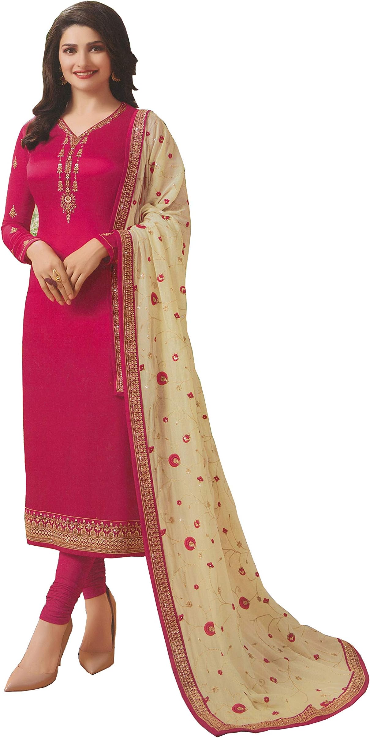 London Collection Glorious prachi Desai Maroon Georgette satinPakistani Straight Suit