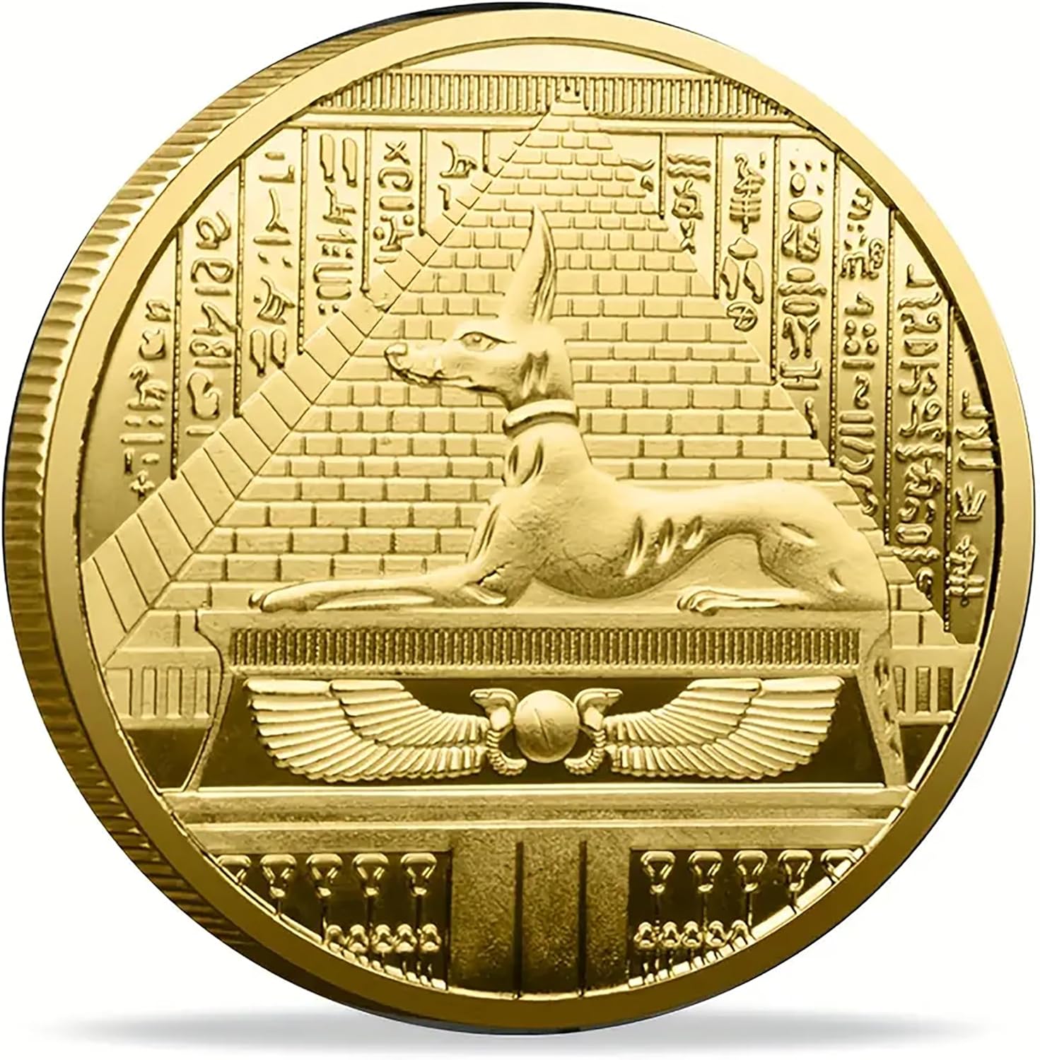 Anubis Egyptian Challenge Coin – 1.57 Inch Collectible Coin with Detailed Anubis Design, Egyptian Symbols, and Historical Significance