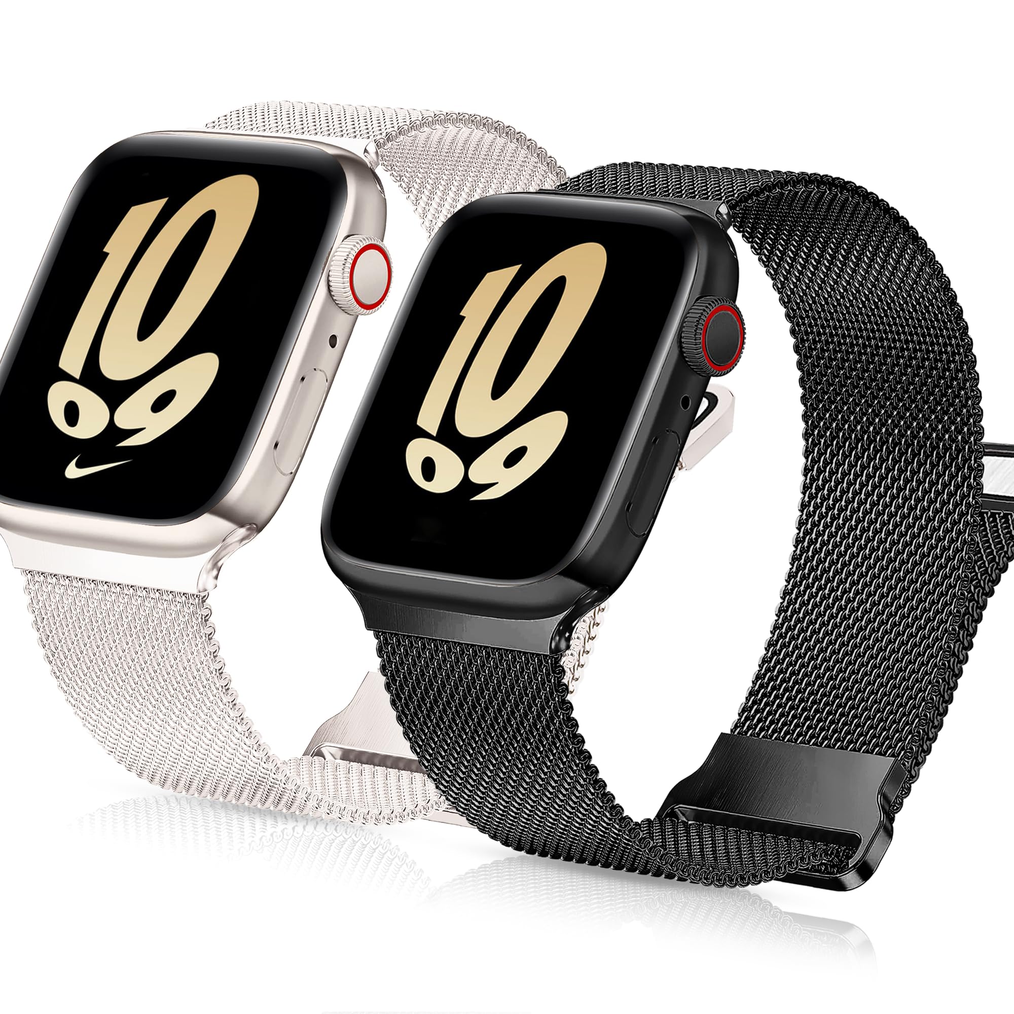 Ocaer Kompatibel mit Apple Watch Armband mit Gehäuse 40mm 41mm 42mm 44mm 45mm 46mm, Metall Magnetisch iWatch Armband für Apple Watch SE Series 11 10 9 8 7 6 5 4, Edelstahl Mesh Loop