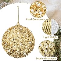 Vista 3 de Adornos de bola de Navidad de 3.15 pulgadas, con purpurina inastillable, adornos para árbol de Navidad, bolas colgantes de Navidad, decoraciones