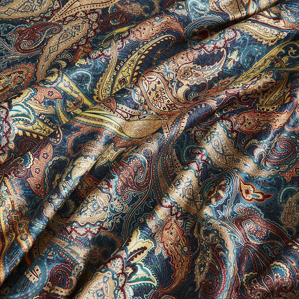 Cupocupa Duvet Cover King Size Set Boho Floral Pattern King Duvet Cover Set for King Size Bed Vintage Soft Bedding Leaf Print Paisley Duvet Cover with Pillowcases King Gold Paisly Pattern