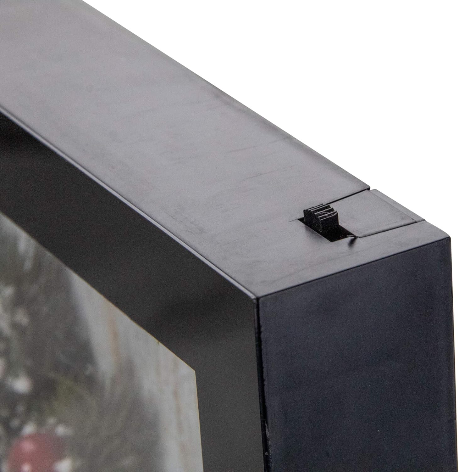 LED Lighted Framed Wreath Merry Christmas Box Wall Art Decoration - 14" - Black