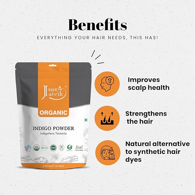 Just Jaivik Polvo de Índigo Orgánico 227g - Tinte para Cabello Natural miniatura 4