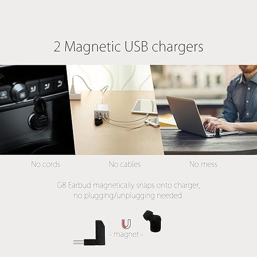 Miniatura 5 de Miniauricular GoNovate G8 con Bluetooth, 6 horas de reproducción, con 2 cargadores USB magnéticos, Negro