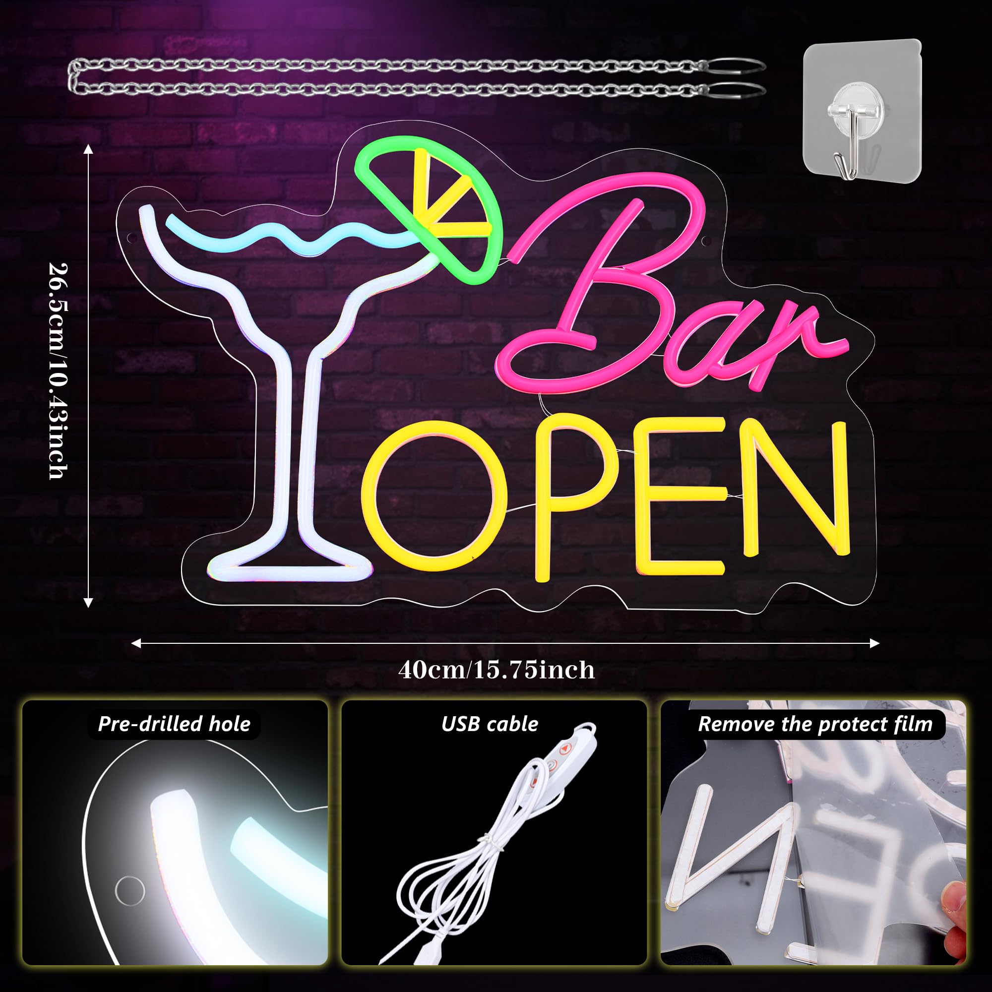 MEKOTRIN Bar Open Neon Light Sign - Image 3