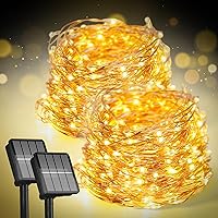 Vista 6 de Cadena de luces solares para exteriores, 200 LED de 72 pies, 8 modos, luces de hadas con energía solar, impermeables para decoración de árbol