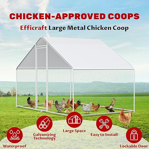 Miniatura 3 de CHICKENPEN Gallinero para patio con cubierta de metal portátil para exteriores, jaula de tractor, jaula de tractor, perrera exterior para perro,
